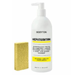 Bodyton, Кератолитик и пемза для небольших эстетических проблем с кожей стоп, 500 мл