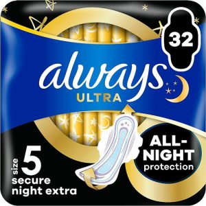 Always Ultra Secure Night Extra, Гигиенические прокладки, размер 5, 32 шт.