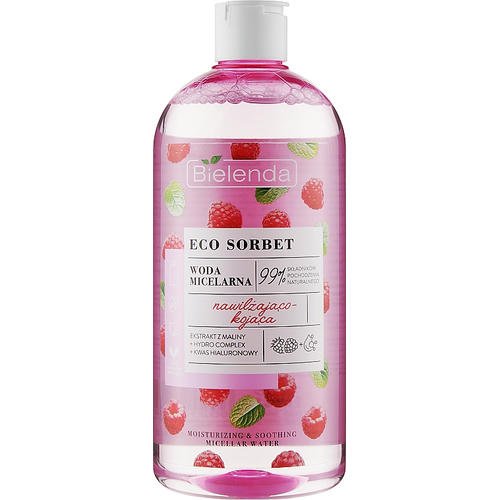 Bielenda Eco Sorbet Moisturizing & Soothing Micellar Water - Мицеллярная вода с экстрактом малины, 500 мл.