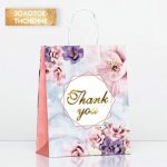 Пакет крафт Thank You, розовый, 27 х 21 х 11 см - 12 шт.